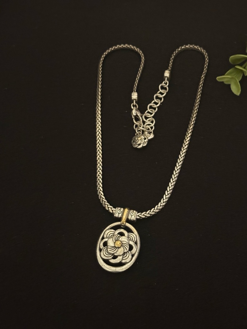 Brighton Two-Tone Floral Pendant Necklace - Silver and Gold - Picture 10 of 11
